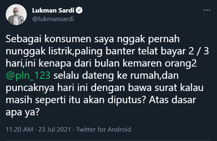Lukman Sardi Curhat Listrik Rumahnya Terancam Diputus PLN, Kenapa?