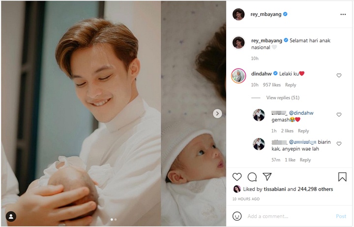 Rey Mbayang Digoda Saat Pamer Foto Berdua Bareng Anak, Begini Reaksi Dinda Hauw