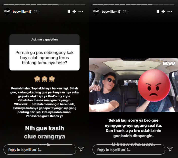 Boy William Kembali Bikin Bete Tamu Gara-gara Bahas Masa Lalu