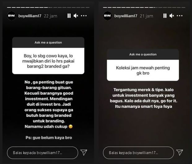 Boy William Bilang Begini Usai Ditanya Kewajiban Pakai Barang Branded, Ngaku Belum Kaya