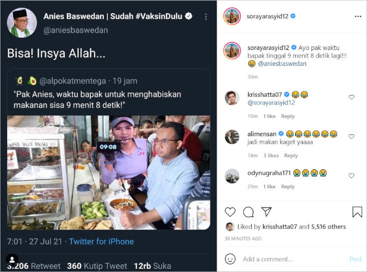 Kocak, Soraya Rasyid Jadi \'Penghitung Waktu Makan\' Anies Baswedan di Warung