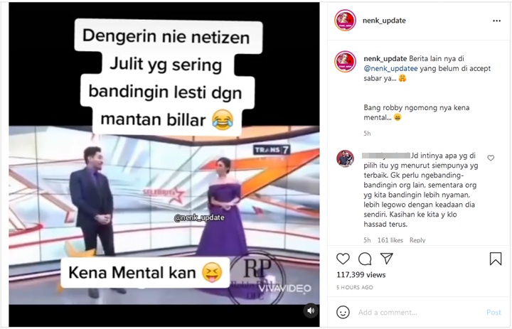 Makjleb, Robby Purba Sindir Netizen yang Bandingkan Mantan Rizky Billar dengan Lesty Kejora