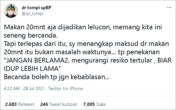 Aturan Dine In 20 Menit Ramai Dijadikan Lelucon, Tompi: Bercanda Boleh Tapi Jangan Kebablasan