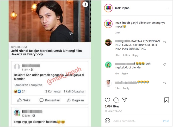 Jefri Nichol Kena Sindir Usai Ngaku Belajar Merokok Demi Film \'Jakarta Vs Everybody\'