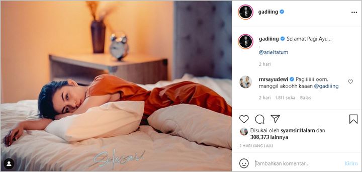 Gading Marten Tulis Sapaan Super Manis di Foto Ariel Tatum, Balasan Ayu Dewi Bikin Ramai