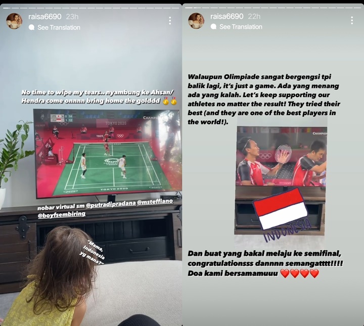 Raisa Tegang Nonton Pertandingan Badminton Olimpiade Tokyo, \'Celetukan\' Putrinya Disorot