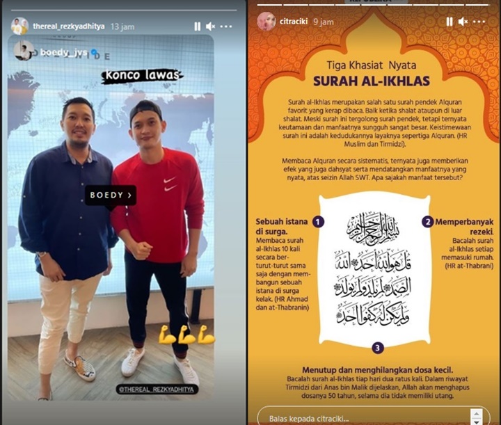 InstaStory Rezky Aditya dan Citra Kirana