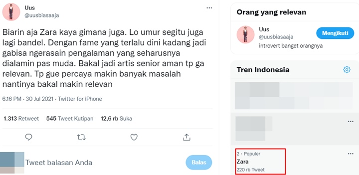 Uus \'Bela\' Adhisty Zara: Biarin Aja, Umur Segitu Lagi Bandel