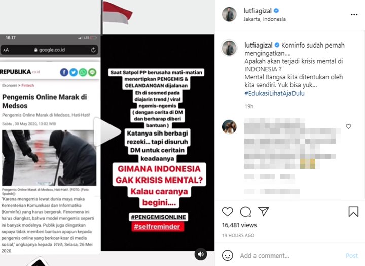 Lutfi Agizal Singgung Maraknya Pengemis Online Usai Tren \'Ikoy-ikoyan\' Jadi Viral