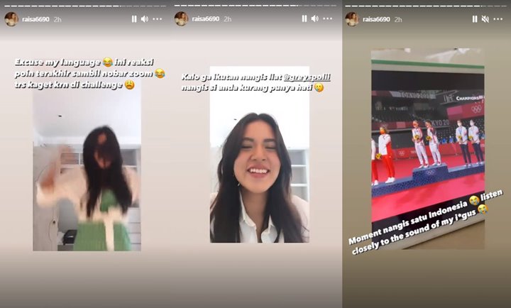Raisa Jingkrak-jingkrak Lihat Kemenangan Greysia Polii-Apriyani Rahayu, Dada Sampai Sesak
