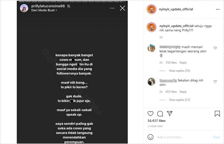 Akui Jijik, Prilly Latuconsina Dituding Sindir Niko Al Hakim Soal Pelecehan Seksual Saat Live
