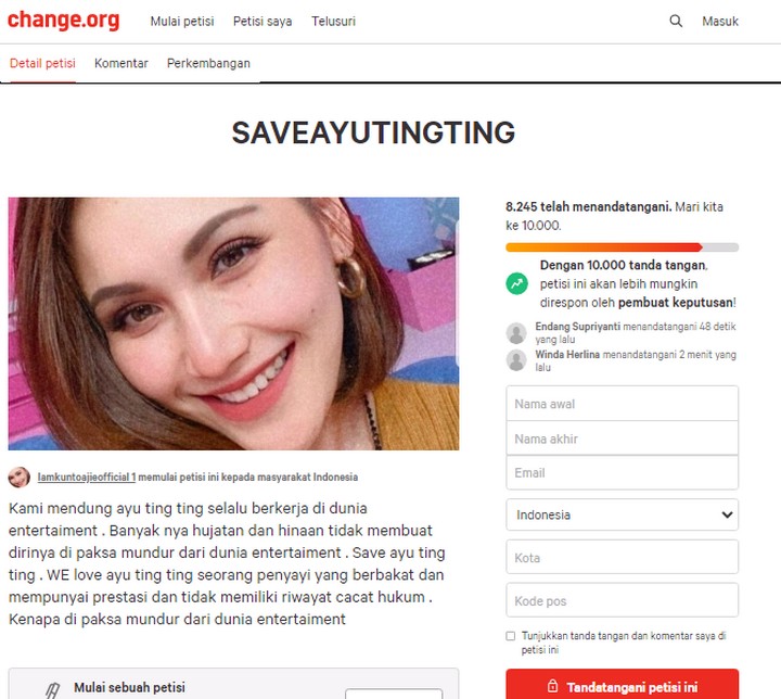 Fans Ayu Ting Ting Buat Petisi Balasan