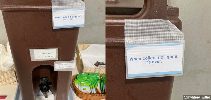 Terjemahan Bahasa Inggris di Dispenser Kopi Olimpiade Tokyo Tuai Sorotan