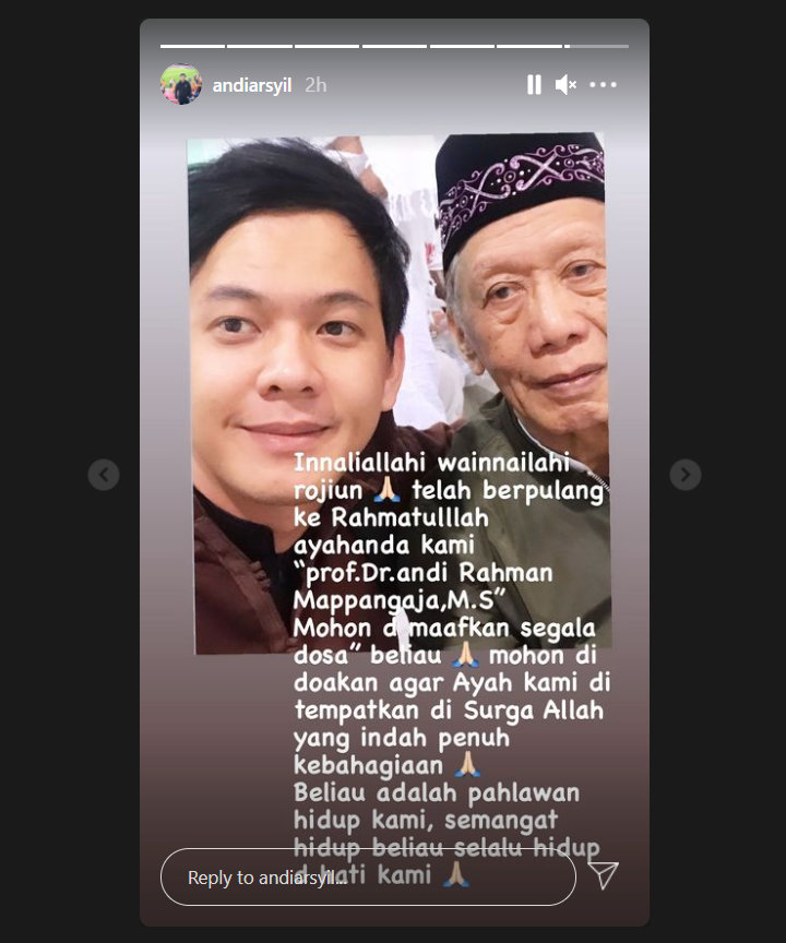 Andi Arsyil Bagikan Kabar Duka Sang Ayah Meninggal Dunia
