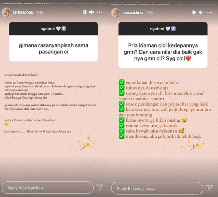 Larissa Chou Ungkap Tipe Pria Idaman