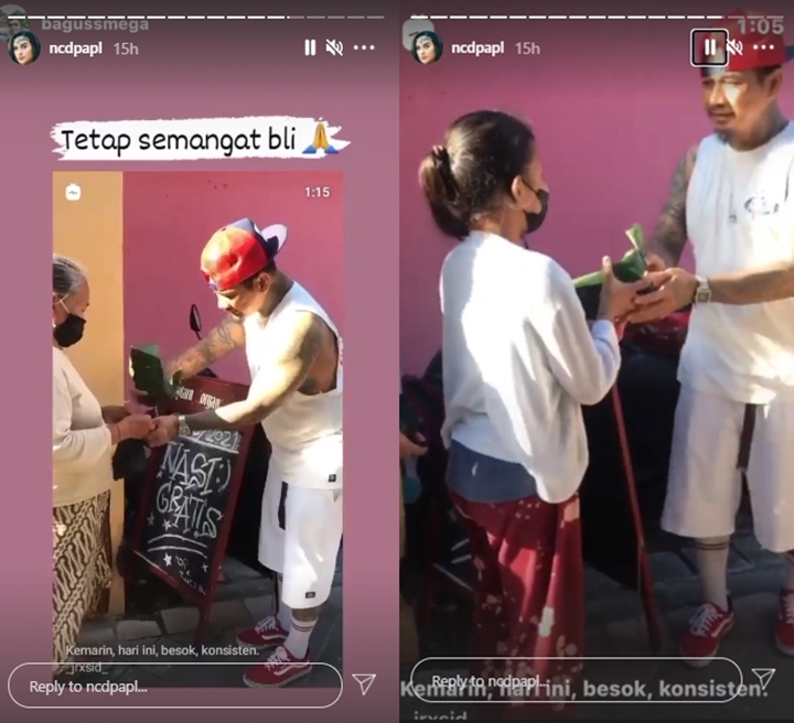 Jerinx SID Sibuk Bagikan Nasi Gratis
