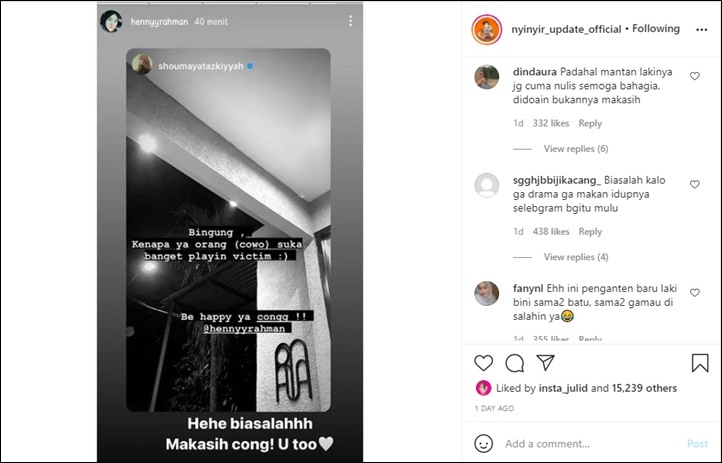 Henny Rahman Diduga Sindir Zikri Daulay \'Playing Victim\', Netter Justru Beri Komentar Sadis