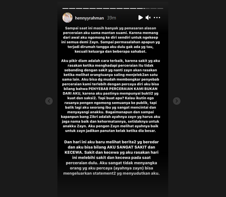 Dihujat, Henny Rahman Tegaskan Perceraian dengan Zikri Daulay Bukan Karena Dirinya