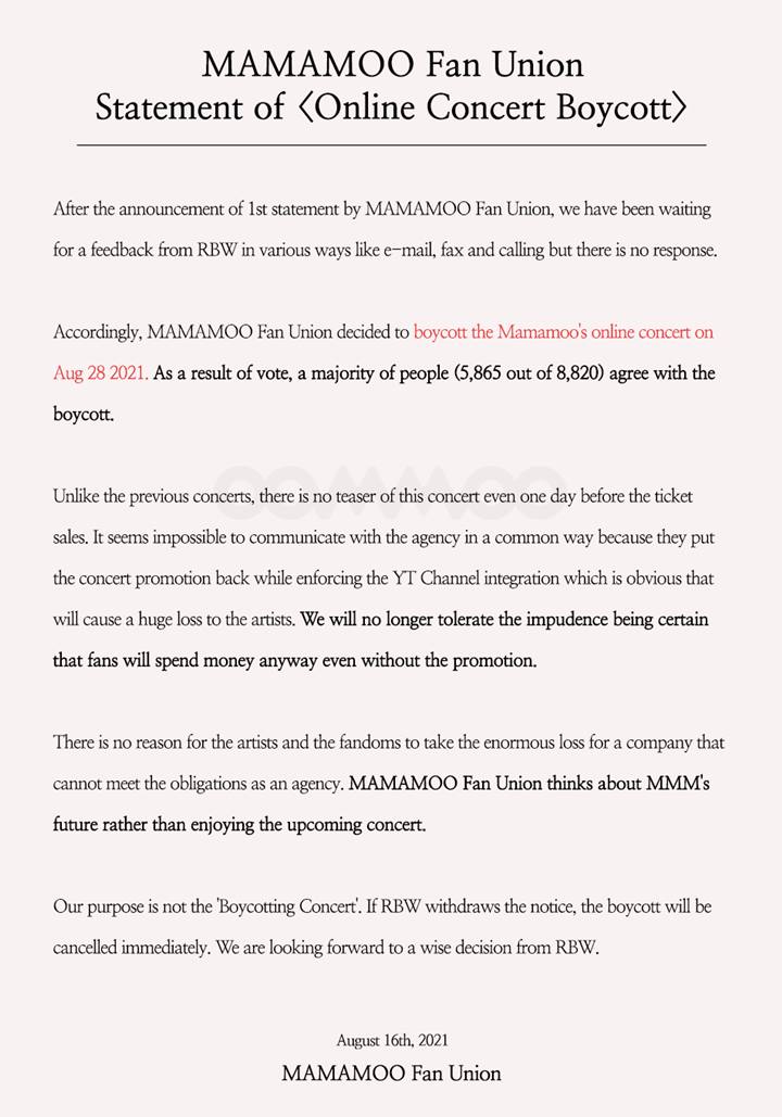 Penggemar MAMAMOO Ancam Boikot Konser Akibat Tak Terima Channel YouTube Digabung Jadi Satu