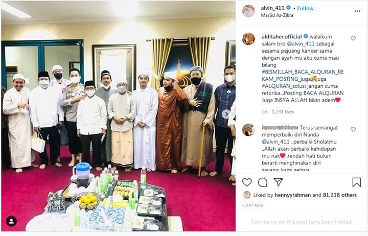 Aldi Taher Tanggapi Soal Permintaan Maaf Alvin Faiz ke Publik, Seret Nama Ustaz Arifin Ilham