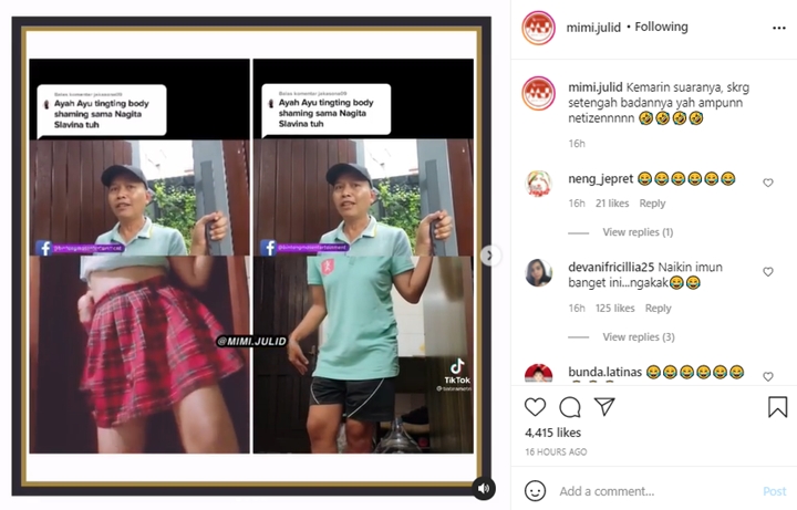 Ayah Ayu Ting Ting Diparodikan Pakai Rok Bikin Fans Murka