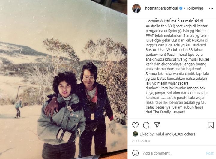 Hotman Paris Sindir Pria Muda Buang Anak Istri Demi Nafsu