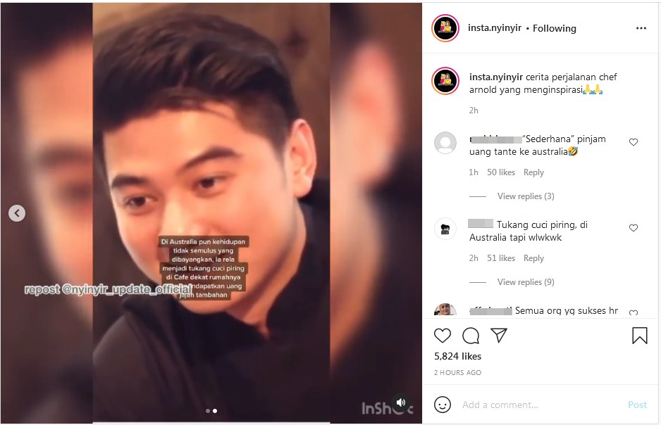 Viral Cerita Chef Arnold Pernah Jadi Tukang Cuci Piring Malah Direspons Sinis