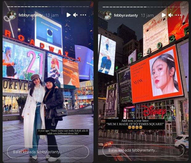 Kini Wajahnya Terpampang di Times Square New York, Ucapan Febby Rastanty Ini Jadi Kenyataan