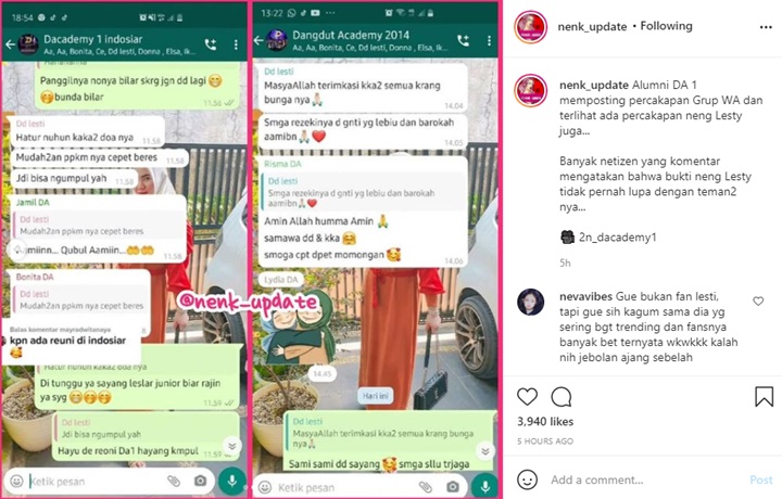 Viral Chat Lesty Kejora Bahas Acara Nikah dengan Teman D\'Academy, Aty Kodong Ramai Dihujat