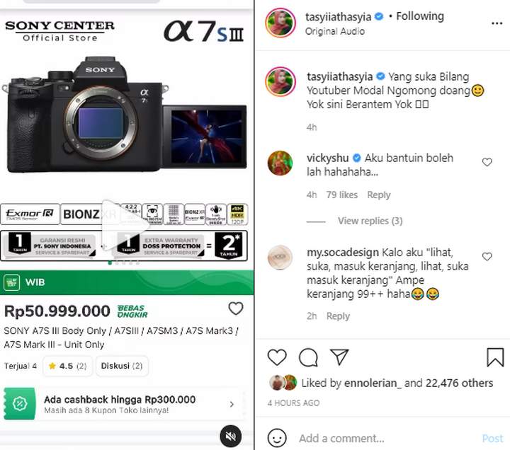 Kumpulan Modal Tasyi Athasyia Jadi Vlogger