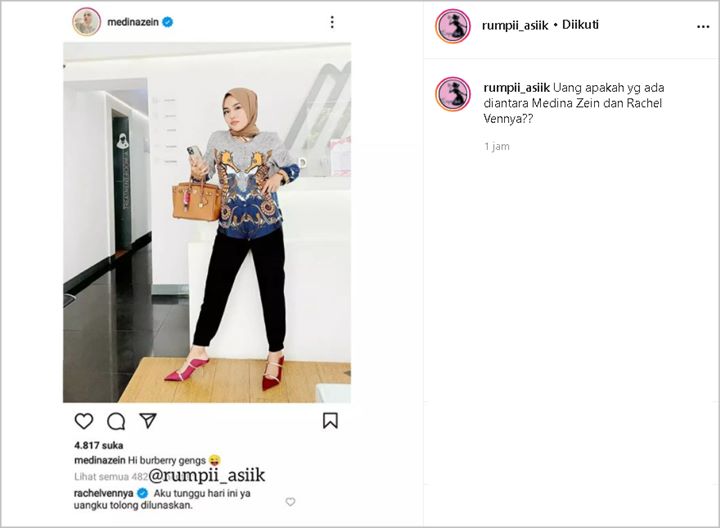 Heboh Komentar Rachel Vennya Tagih Pelunasan Uang ke Medina Zein: Aku Tunggu