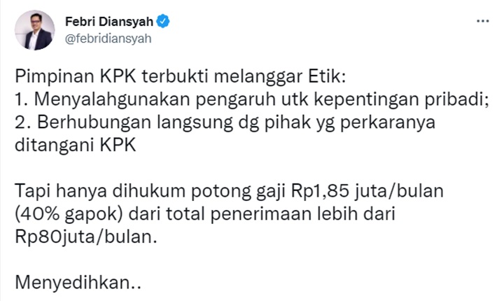 Febri Soroti Sanksi Lili