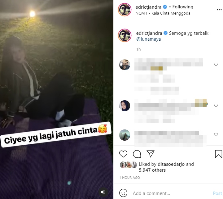 Edric Tjandra Ungkap Luna Maya Lagi Jatuh Cinta Pakai Suara Merdu Ariel NOAH, Balikan?