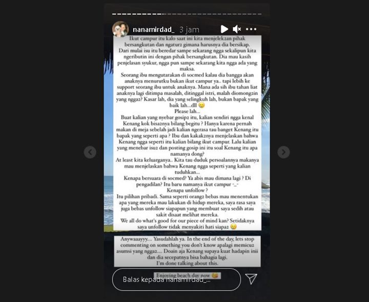 Kata Nana Mirdad Soal Keluarga Disebut Ikut Campur Urusan Tyna-Kenang Hingga Alasan Unfollow