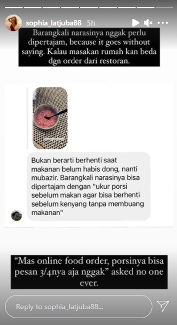 Tanggapan Sophia Latjuba Usai Bilang \'Berhenti Makan Sebelum Kenyang\' Dibilang Mubazir