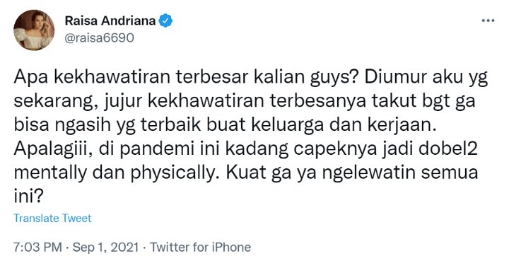 Raisa Blak-Blakan Ungkap Soal Kekhawatiran Terbesar Dalam Hidupnya