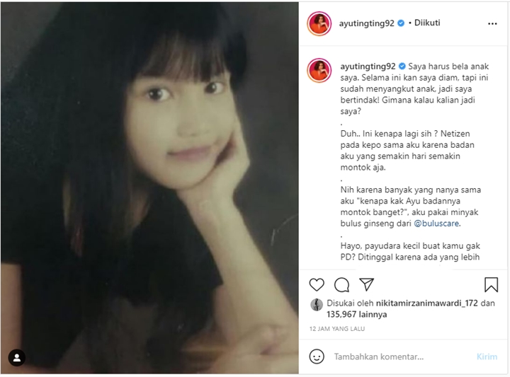 Ayu Ting Ting Tegaskan Bakal Bela Anak, Foto Lawas Disorot Disebut Mirip Bilqis