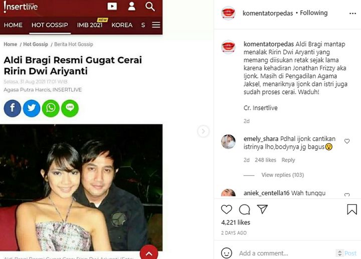 Ririn Dwi Ariyanti dan Jonathan Frizzy Cinlok?