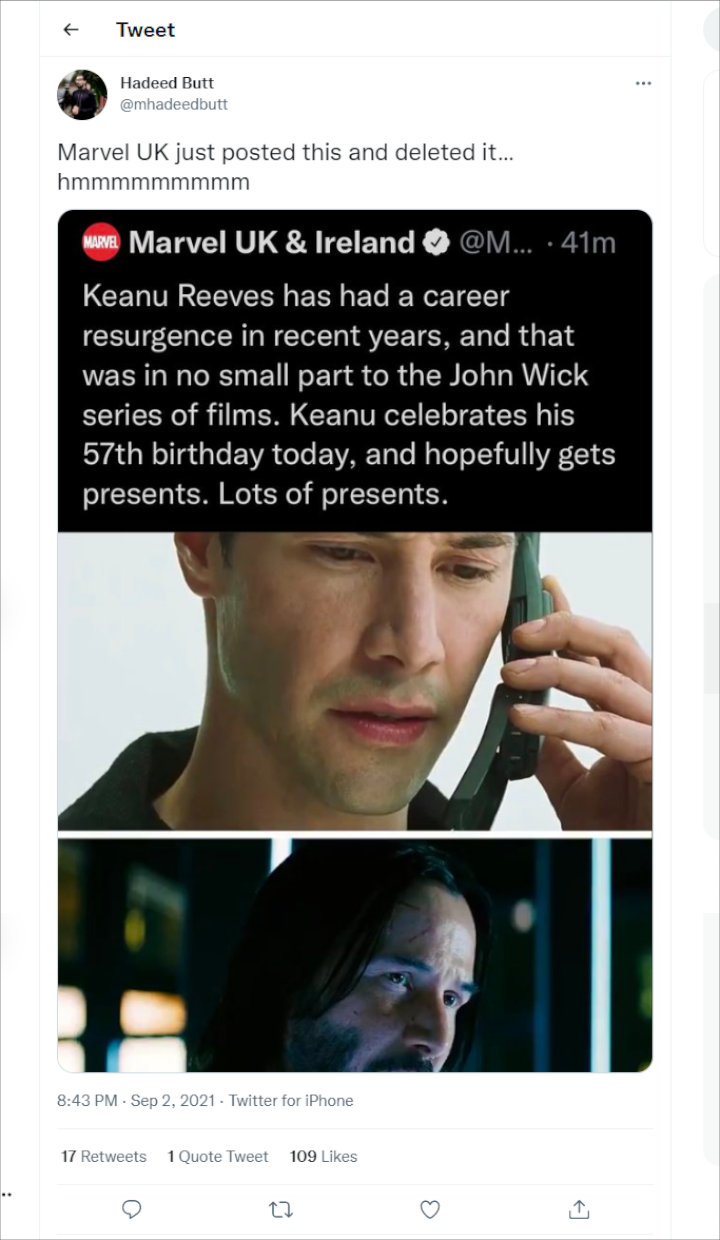 Fans Yakin Keanu Reeves Bakal Gabung MCU Usai Marvel Lakukan Ini