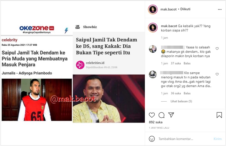 Saipul Jamil Disebut Tak Dendam ke DS Remaja yang Buat Dirinya Masuk Penjara, Netter Ngakak