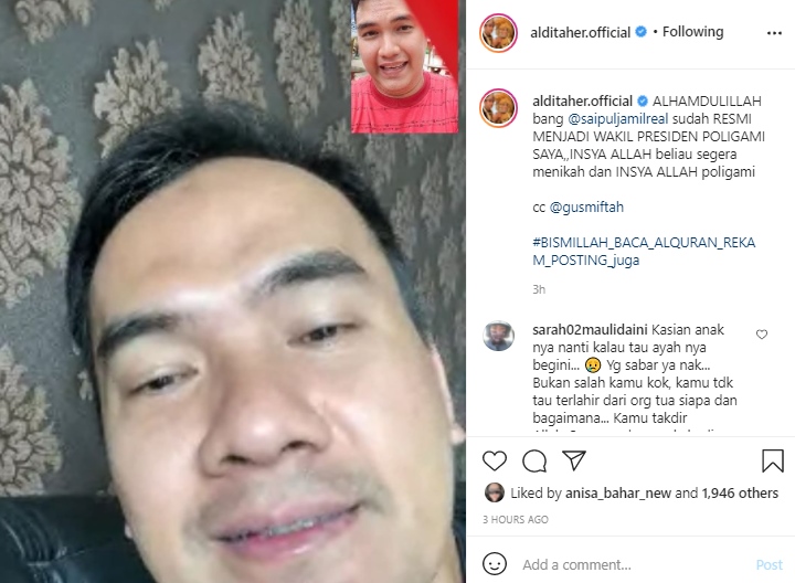 Aldi Taher Resmi Umumkan Saiful Jamil Jadi \'Wapres\' Poligami, Gus Miftah Ditandai
