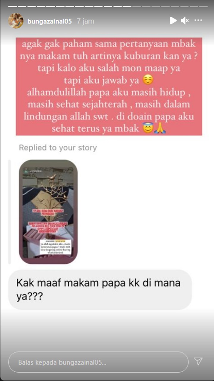 Bunga Zainal Bingung Saat Ada Netizen Tanya Soal Makam Ayahnya