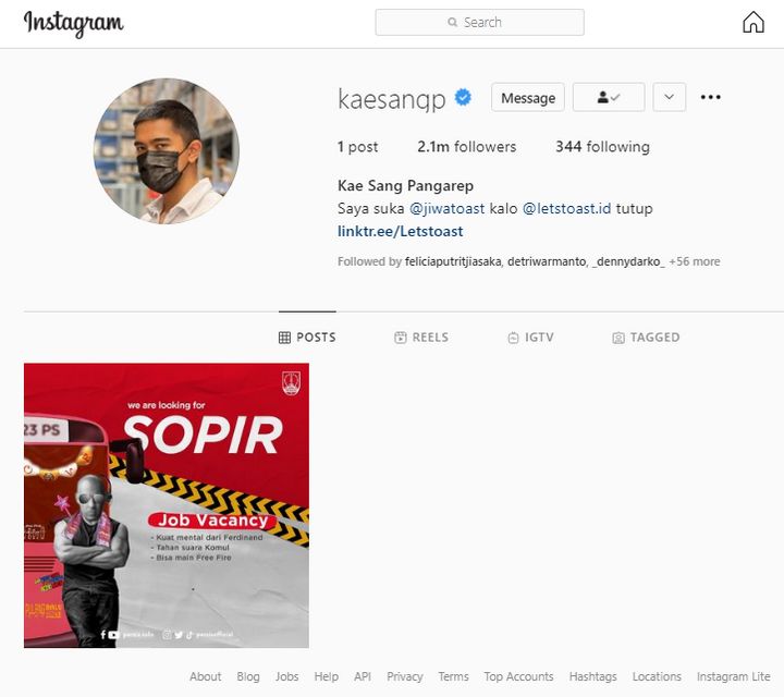 Kaesang Hapus Instagram?