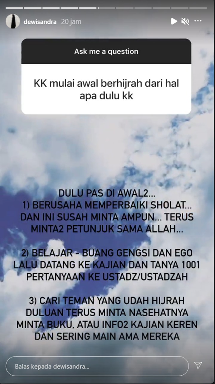 Dewi Sandra Ungkap 3 Langkah Awal Untuk Mulai Hijrah, Sebut Salat Jadi yang Paling Sulit
