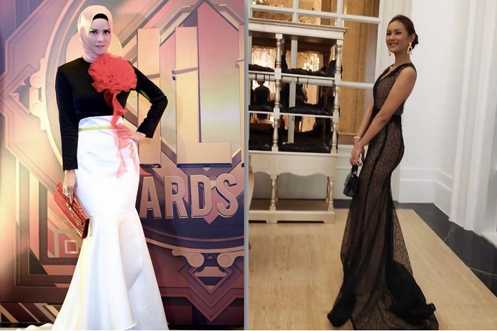 Elegan dengan gaun menjuntai