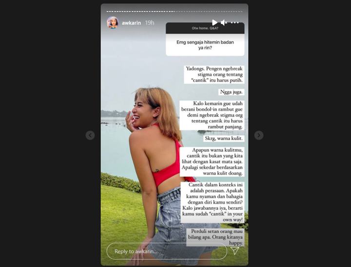 Usai Rambut Bondol. Awkarin Akui Sengaja Dobrak Stigma Kecantikan Saat Ditanya Soal Warna Kulit