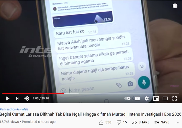 Nyesek, Larissa Chou Sampai Nangis-nangis Saat Minta Diajari Mengaji Oleh Alvin Faiz