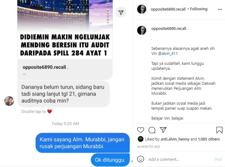 Alvin Faiz Tanggapi Desakan Audit Dana Umat