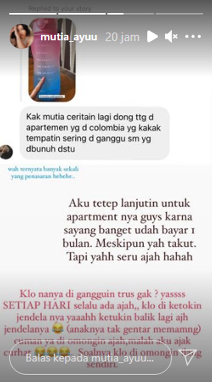 Tinggal di Apartement Bekas Pembunuhan, Mutia Ayu Beri Reaksi Ini Saat Dapat Gangguan Dari Korban