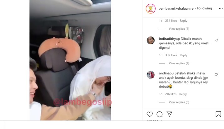 Bedaknya Tak Sengaja Disenggol Rey Mbayang Hingga Jatuh, Ekpresi Marah Dinda Hauw Bikin Gemas